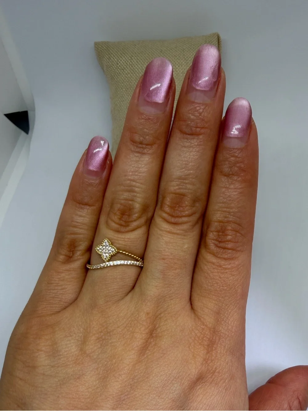 ✨ 14K Solid Gold CZ Dainty Ring – Size 8